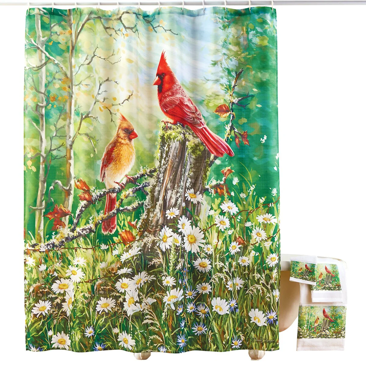 Cardinal Garden Shower Curtain by Dona Gelsinger