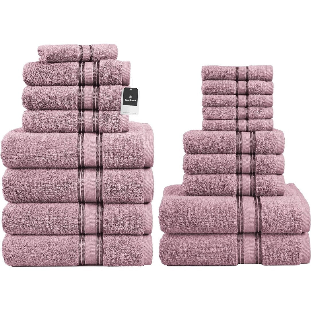18-Piece Luxury Bath Towels Set, 6 Bath Towels, 6 Hand Towels, 6 Wash Cloths