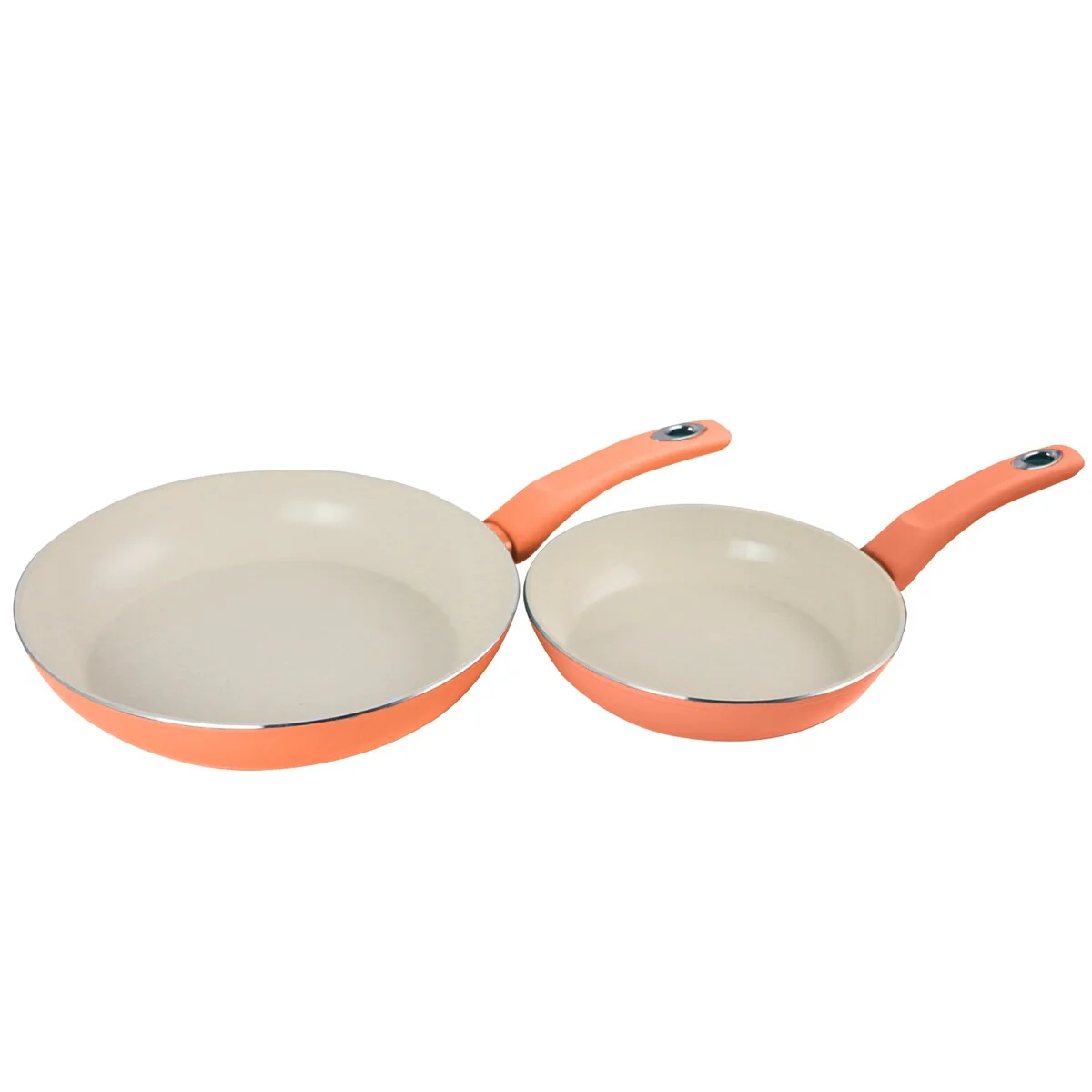 Gibson Home Plaza Cafe 2 Piece Aluminum Frying Pan Set with Soft Touch Handles in Coral