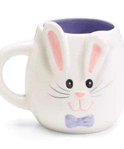 Hand-Painted Charming Bunny Ceramic 16 oz. Mug - 5.13 x 4.13 x 4.13