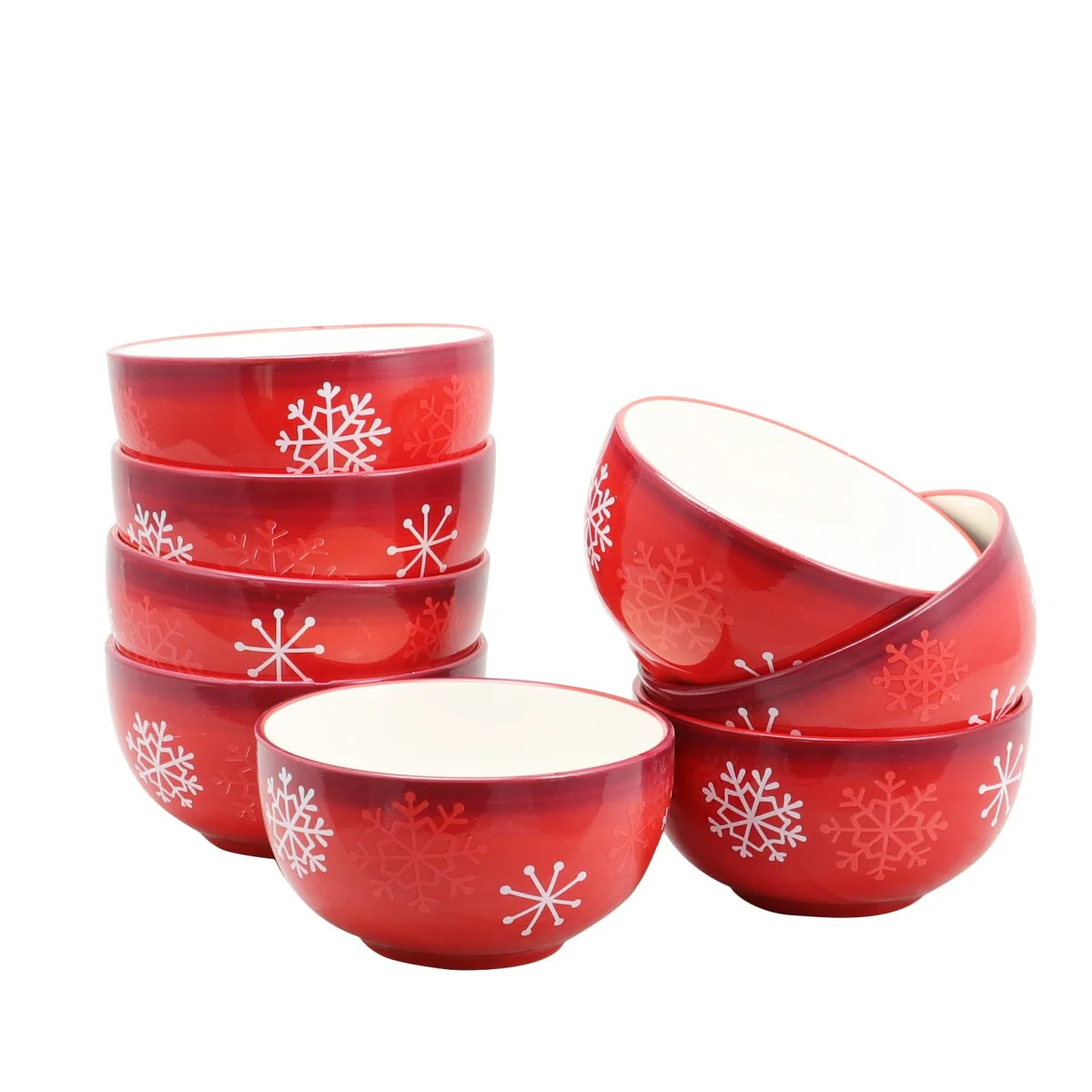 Laurie Gates Snappy Snowman 8 Piece 5.5 inch Bowl Set