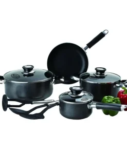 10 Pc Healthy Non Stick Cookware Set Gas Cookware Pans w/ Glass Lids