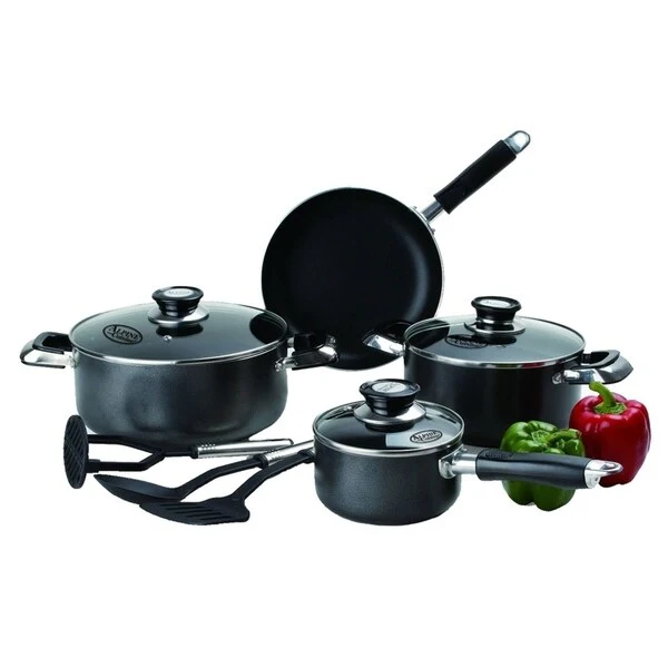 10 Pc Healthy Non Stick Cookware Set Gas Cookware Pans w/ Glass Lids