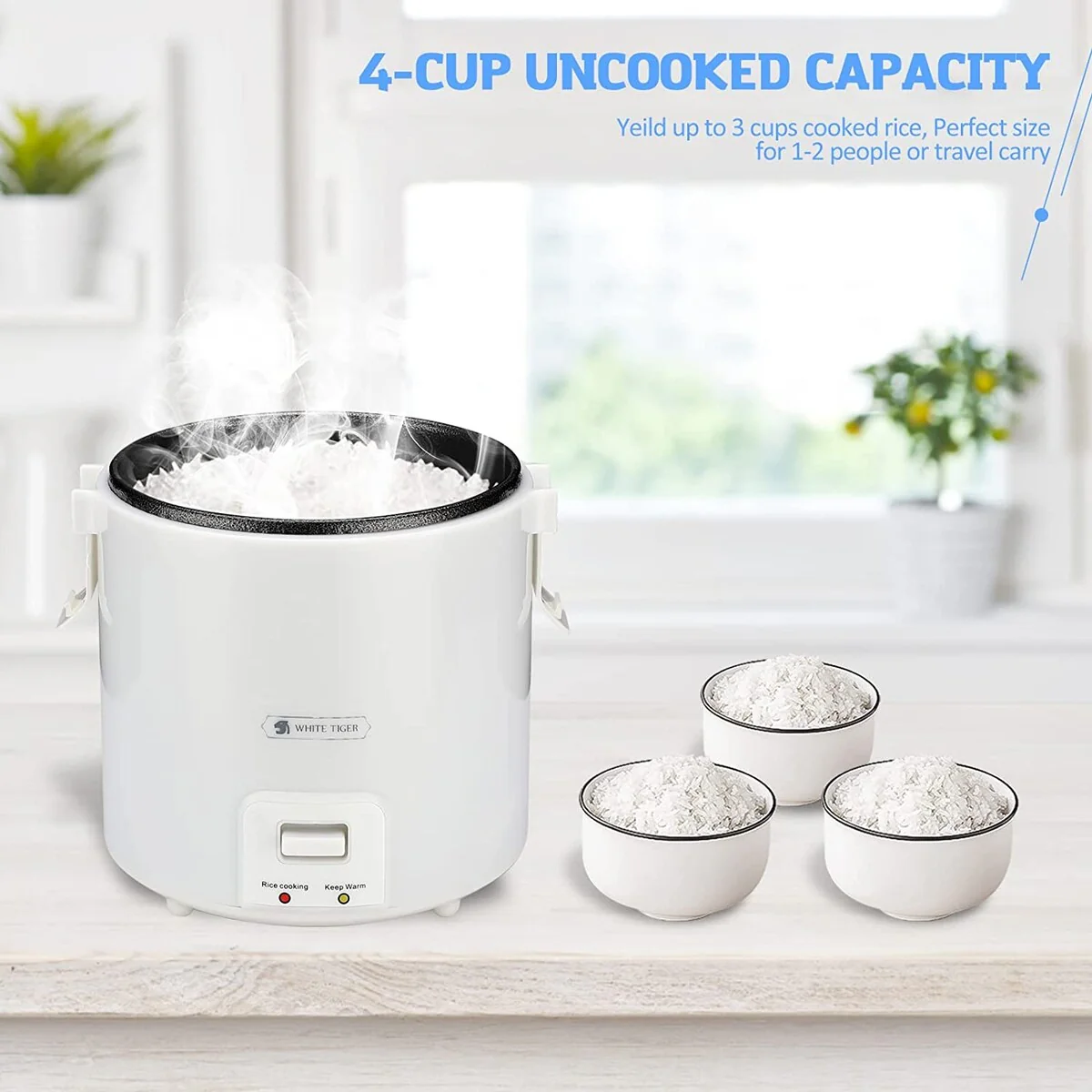 1.0L Mini Rice Cooker,Portable Travel Steamer Small,15 Minutes Fast Cooking, Removable Non-stick Pot, Keep Warm