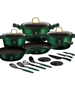Berlinger Haus 17-Piece Kitchen Cookware Set Emerald Collection