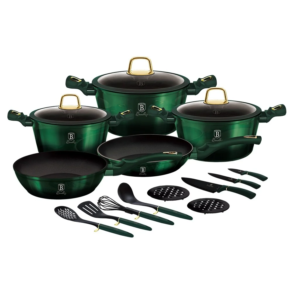 Berlinger Haus 17-Piece Kitchen Cookware Set Emerald Collection