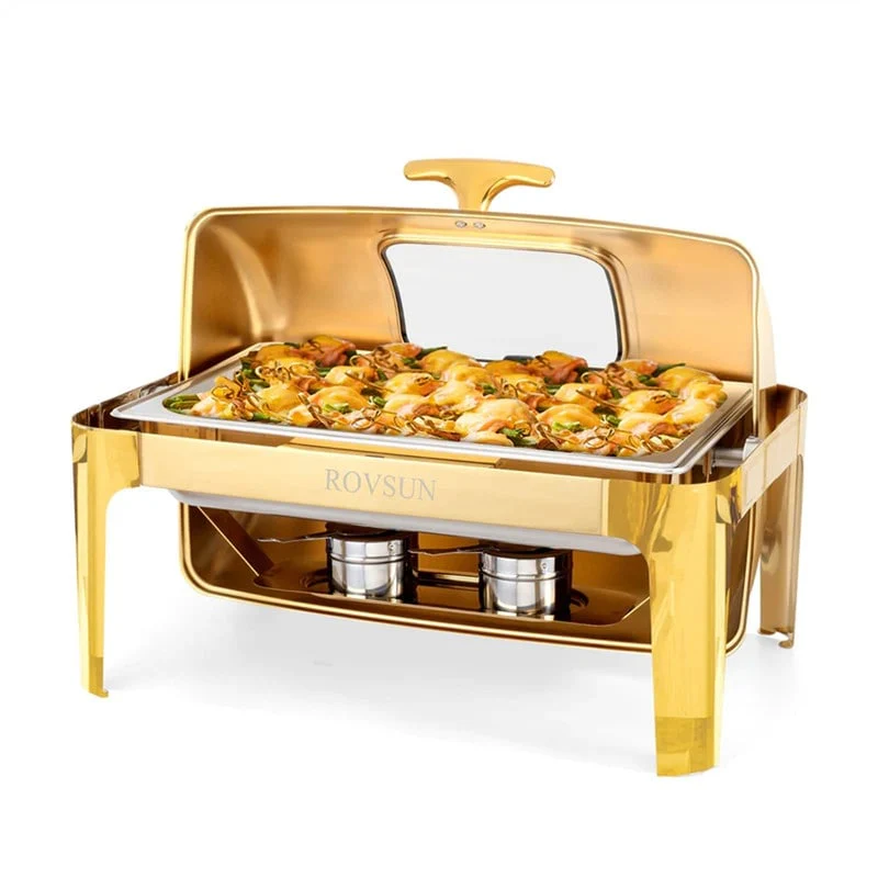 1/2 Set 9 QT Rectangular Deluxe Roll Top Chafing Dish