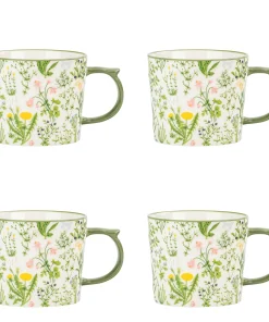 10 Strawberry Street Madison Flora Mugs, Set of 4