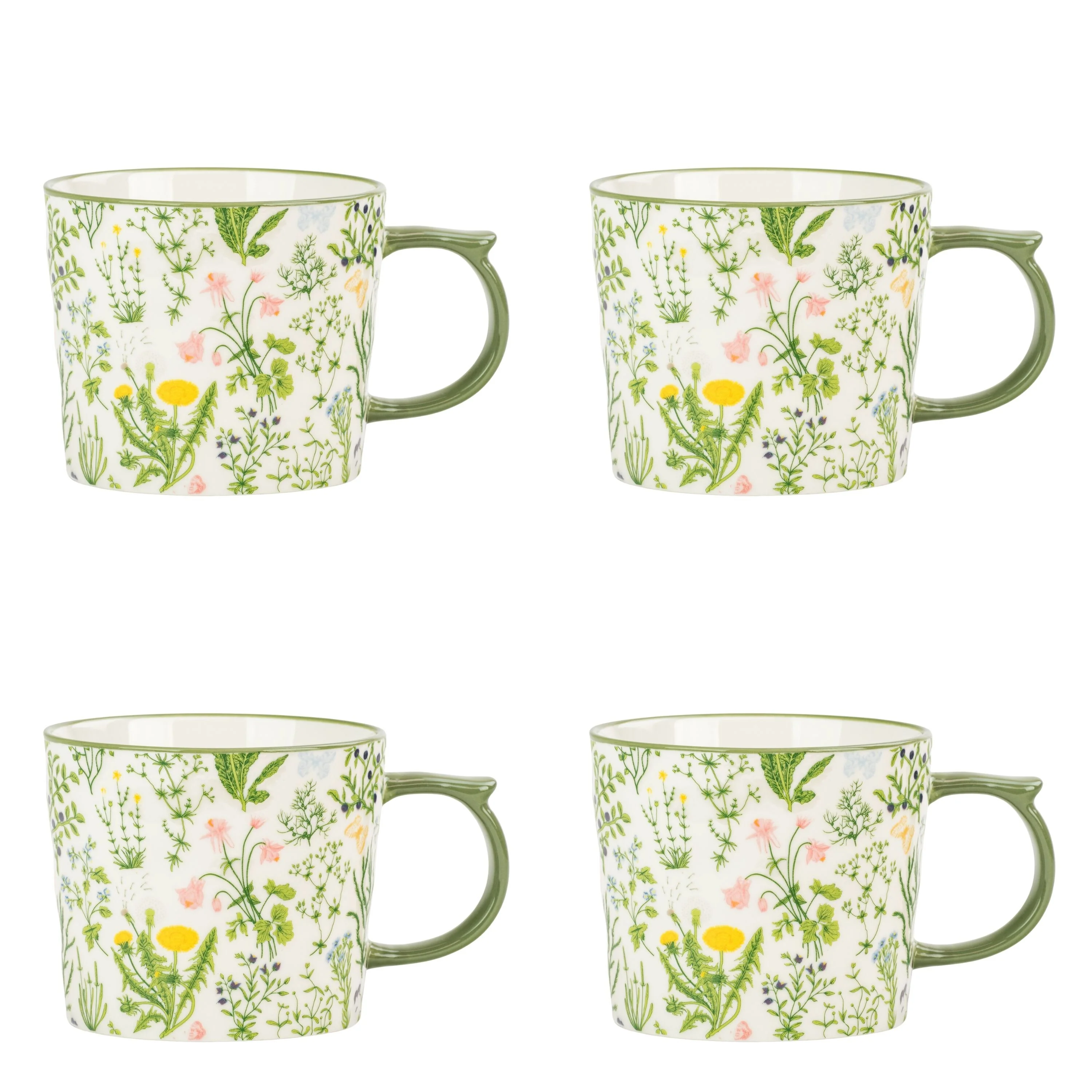 10 Strawberry Street Madison Flora Mugs, Set of 4