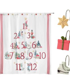 Avanti Linens Holiday Countdown Shower Curtain & Hook Set
