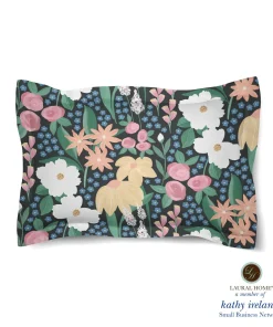 Laural Home kathy ireland® Delicate Floral Midnight Garden Comforter Sham