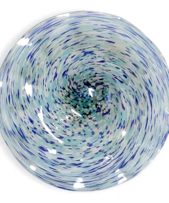 Firenze Hand Blown Swirling Seas Glass Platter Multicolored Finish of Blues and White - 19.5"D x 19.5"W x 6"H