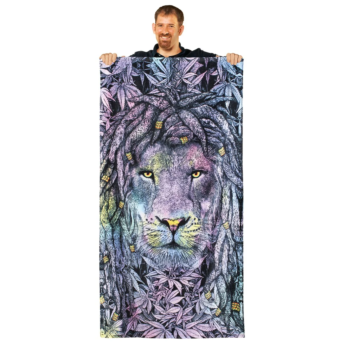 Colorful Rasta Lion 30 x 60 Cotton Beach Towel - 10.000 x 8.000 x 2.000