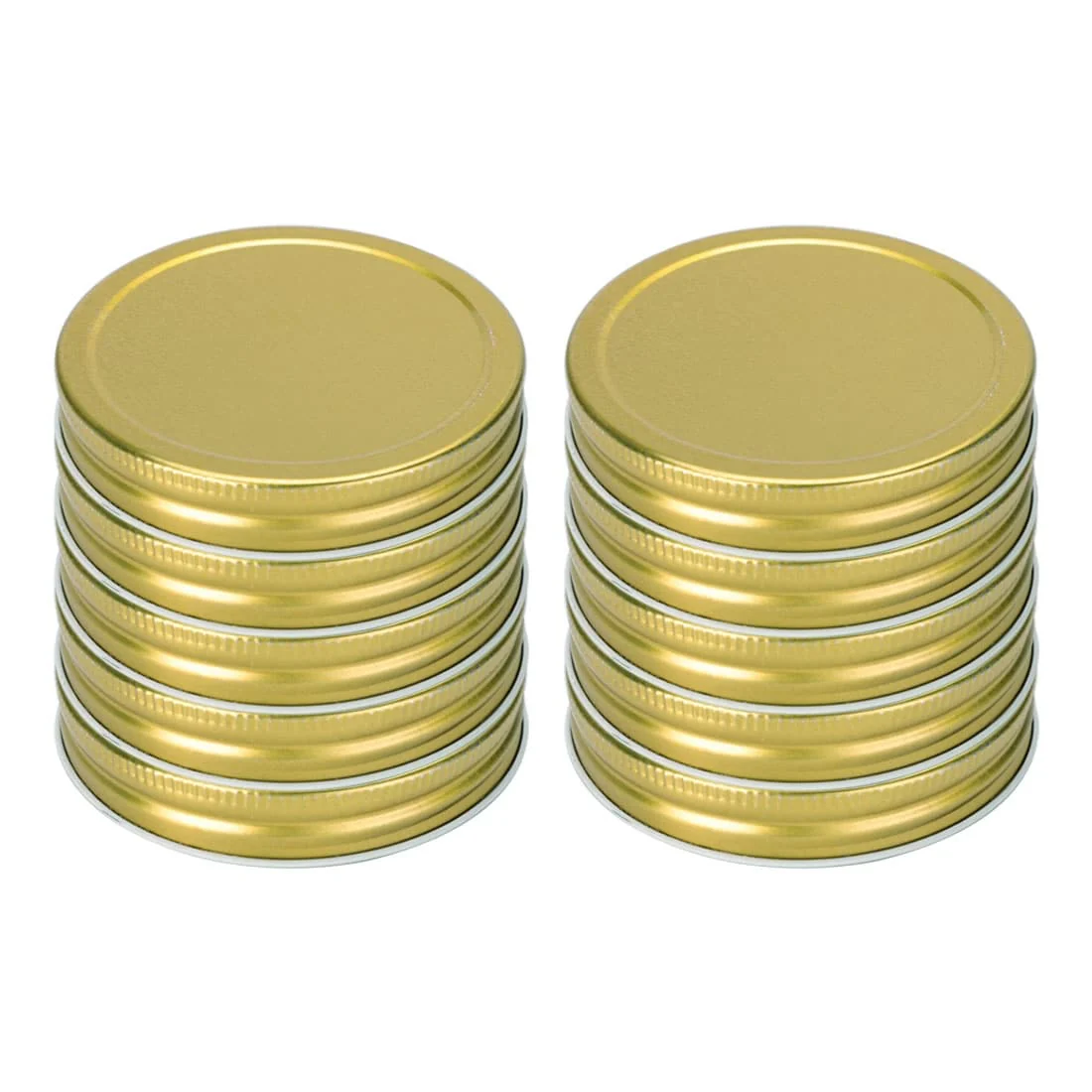 10 Pack Metal Wide Mouth Mason Jar Lids with Sealing Rings - Gold Tone - 10pcs