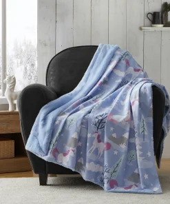 Bearpaw Kids Unicorn Mountain Brushed Twill Fur Throw