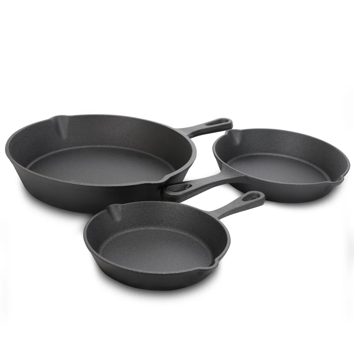 General Store Addlestone 3Pc Skillet Set Black Preseasoned Cast Iron