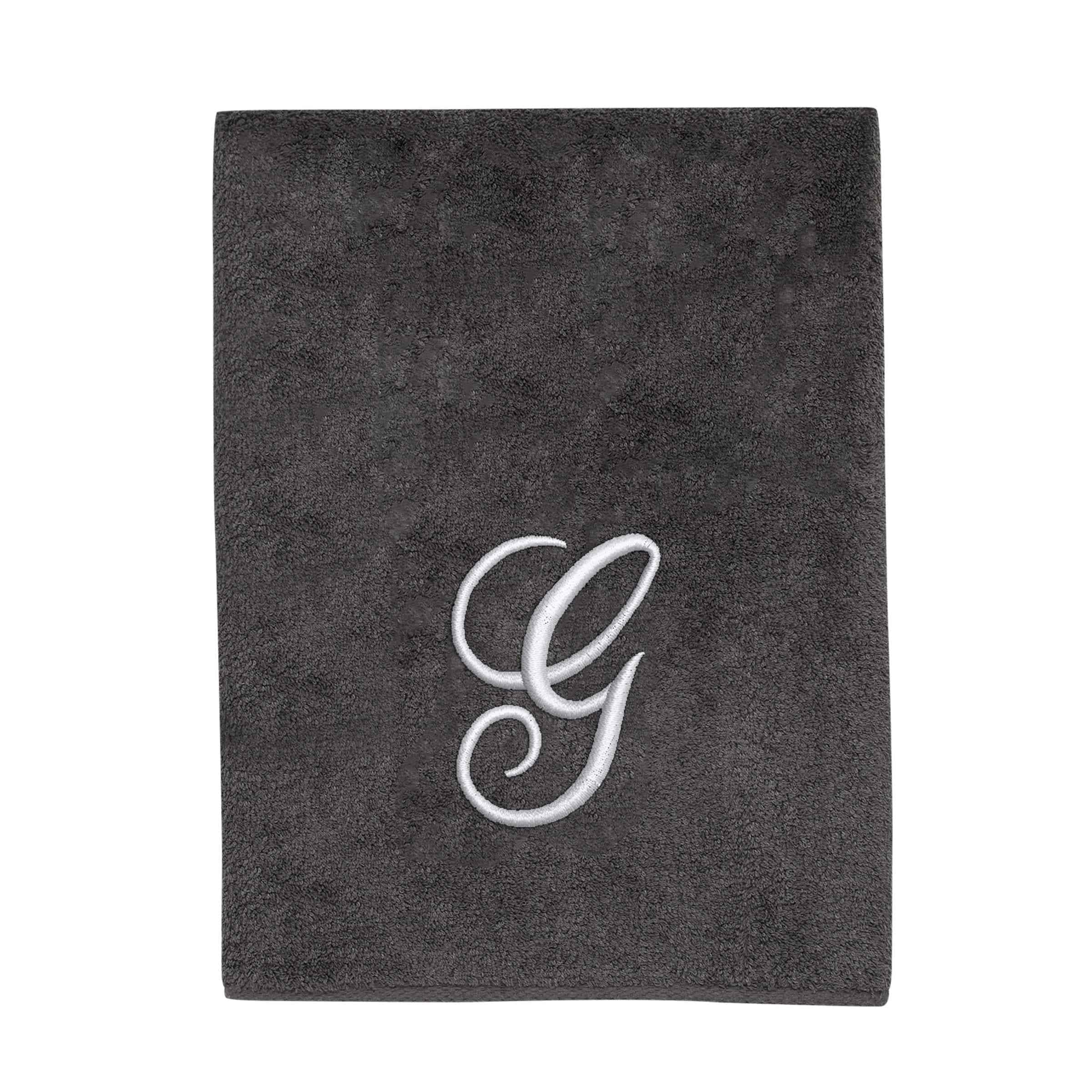 Avanti Linens Granite/Silver Script Monogram Bath Towel Letter G - Bath Towel