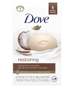 Dove Beauty Bar For Softer Skin Coconut Milk More Moisturizing Than Bar Soap 3.75 oz 6 Bars (Packaging may vary)