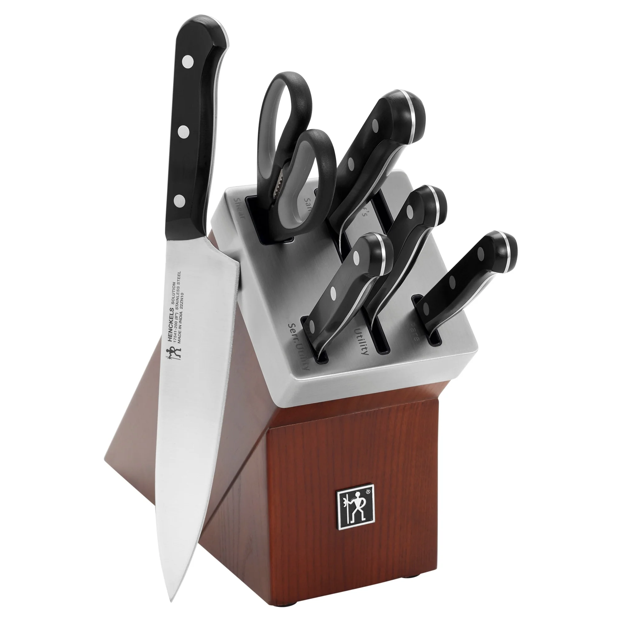 HENCKELS Solution Self-Sharpening Knife Block Set - Brown