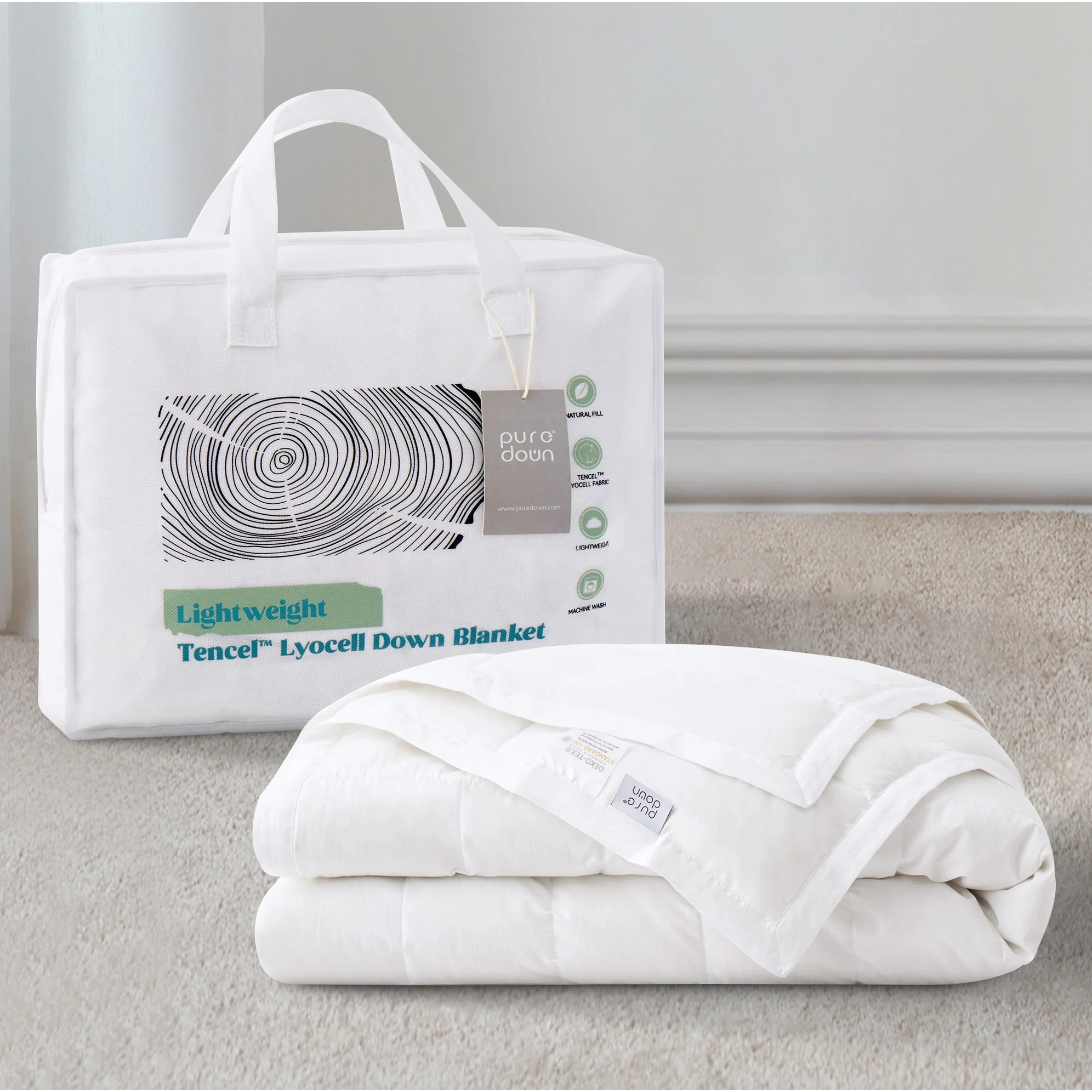 Hotel Luxury Down Cooling Blanket, Breathable Silky Soft & Smooth Lyocell Fabric