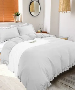 3 Pieces Soft Ruffled Brushed Duvet Cover Sets 110GSM