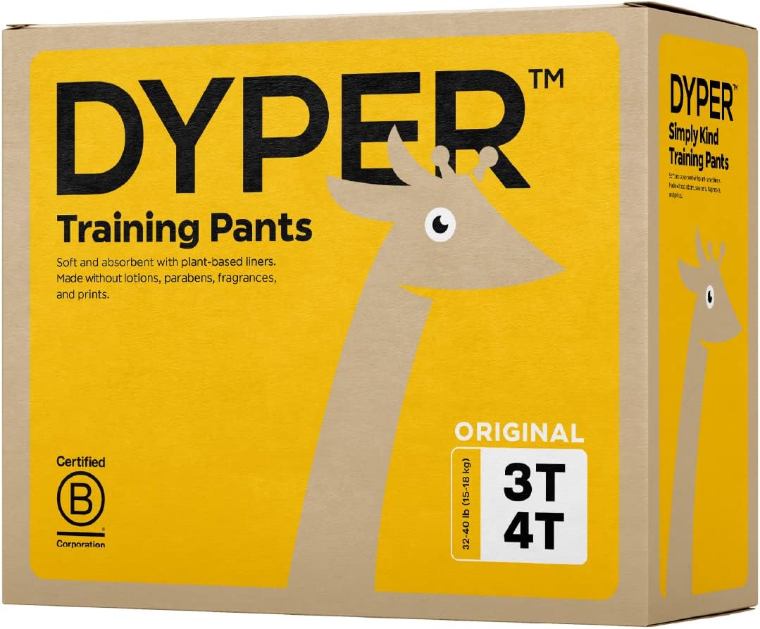 DYPER Toddler Potty Training Pants Girls & Boys, Honest Ingredients, Day & Overnight, Made with Plant-Based* Materials, Hypoallergenic for Sensitive Skin, Unscented (Size 2T-3T, 26, Count)