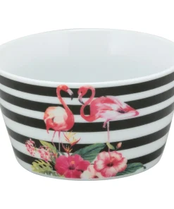 10 Strawberry Street The Goodies Flamingo Black and White Porcelain Bowls (Pack of 4)
