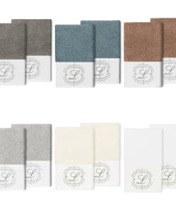 Authentic Hotel and Spa 100% Turkish Cotton Monica 2PC Embellished Hand Towel Set