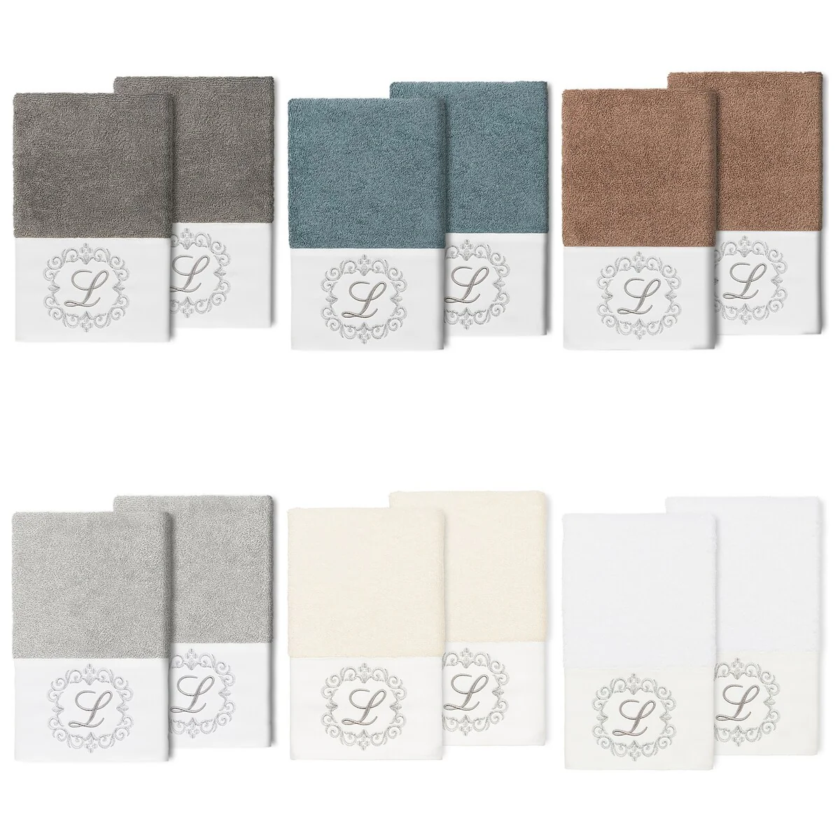 Authentic Hotel and Spa 100% Turkish Cotton Monica 2PC Embellished Hand Towel Set