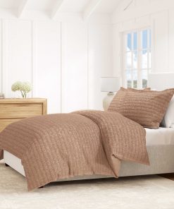 Linery & Co. Cotton Reversible Waffle Weave / Percale Duvet Cover Set