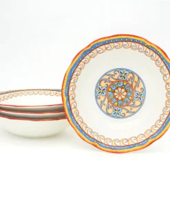 Euro Ceramica Duomo 4 Piece 8.5" Stoneware Pasta Bowl Set - 8.5 in. x 8.5 in. x 2.24 in.