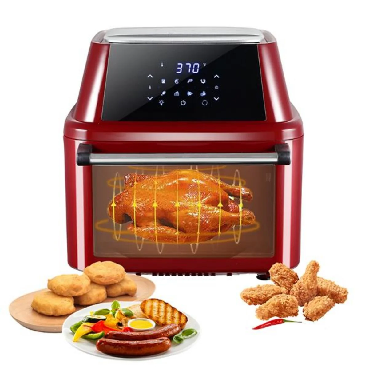 Daily Boutik 1800W Claret-Red 120V 16 L Air Fryer - 15.08" x 14.96" x 15.24"