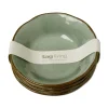 16oz. 7 in. Veranda Cracked Glazed Solid Green Wavy Edge Melamine Serving Bowls 4 pc