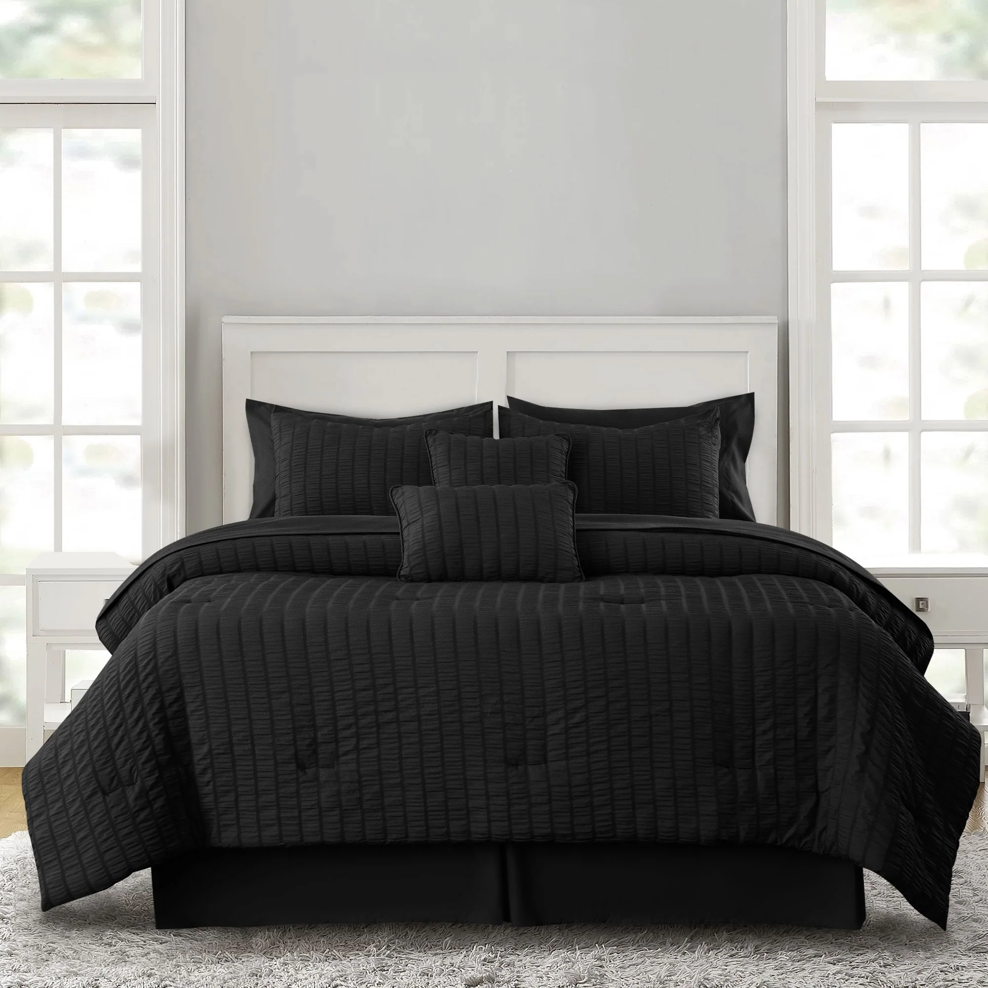 10 Pieces Bed in a Bag All Season Comforter Set Seersucker Bedding