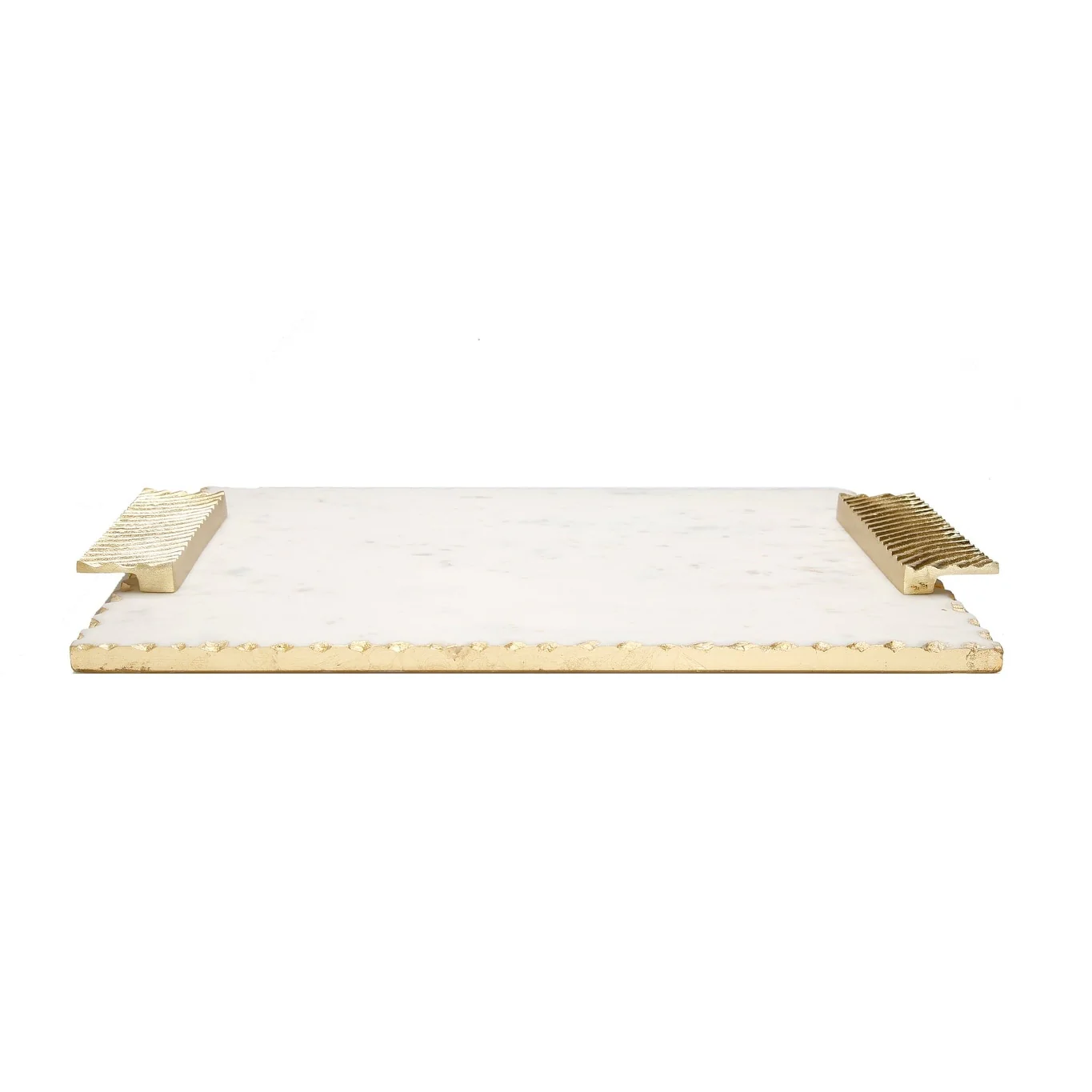16" Gold Marble Tray with Decorative Handles