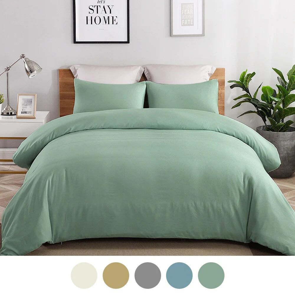 Light-Weight Microfiber Duvet Cover Set with Zipper Closure