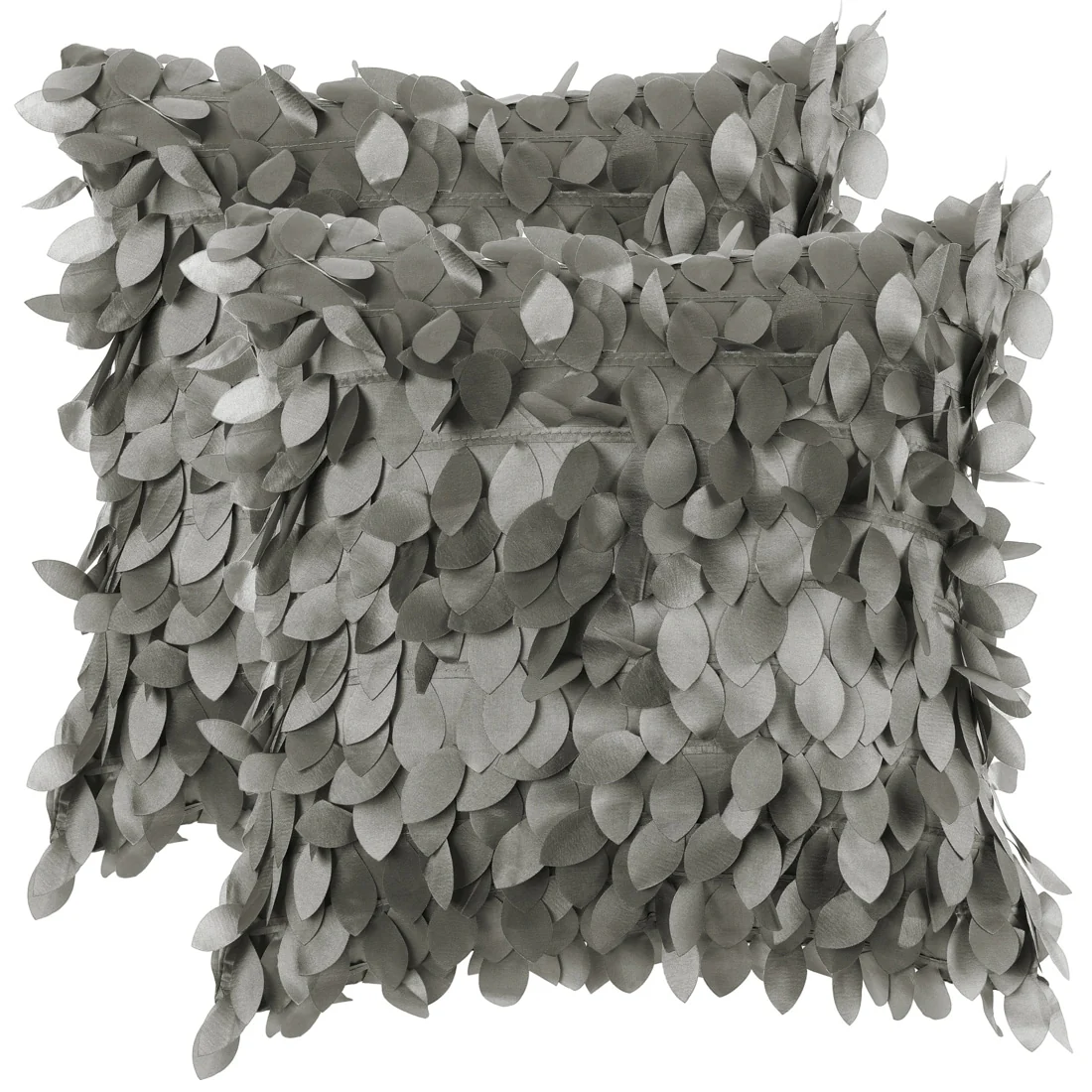2 Pack Solid Color Throw Pillow Cover, 3D Sequins Leaf Cushion Covers