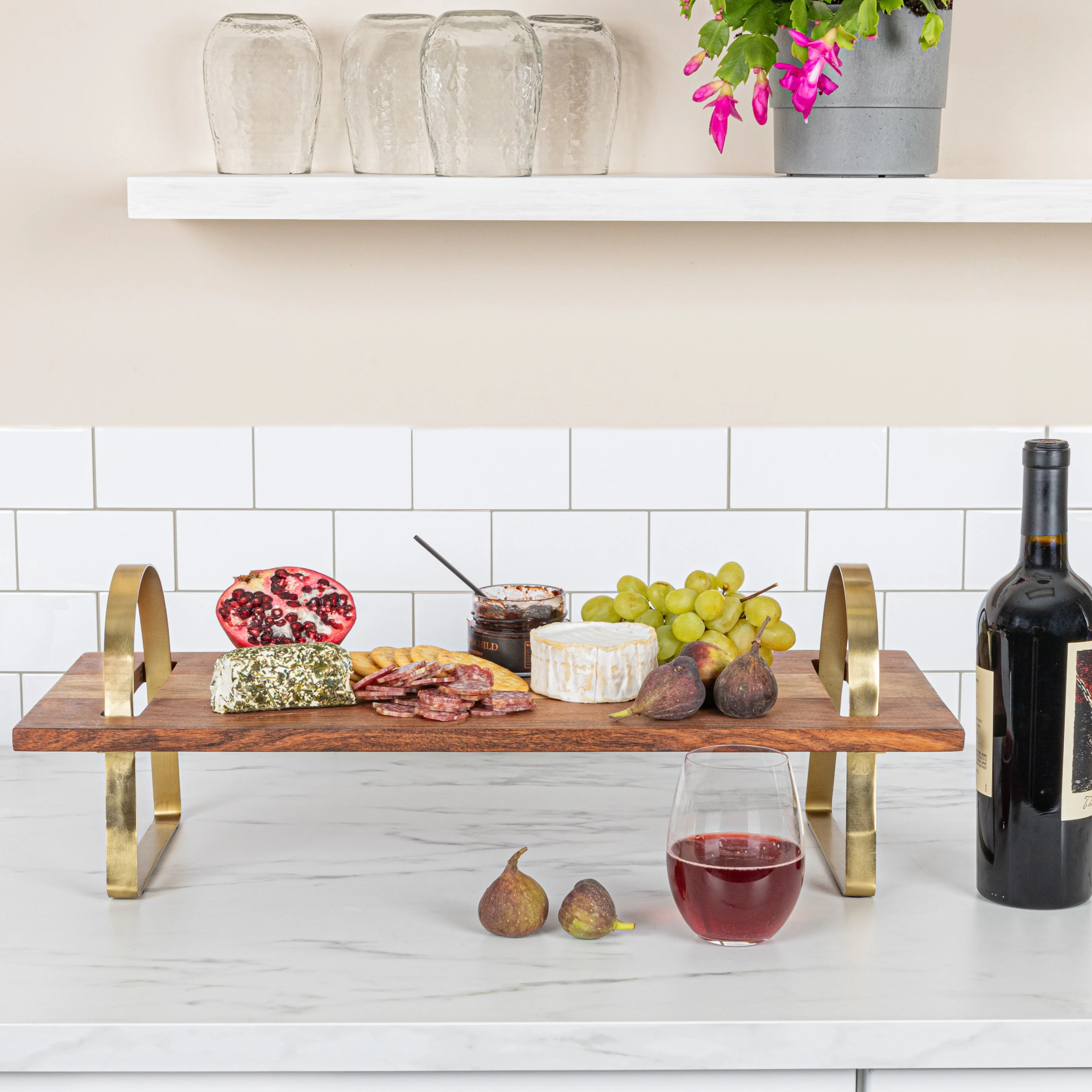 Acacia Wood Serving Board on Stand