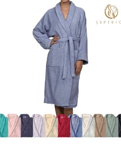 100% Cotton Soft Terry Adult Unisex Lightweight Bathrobe by Superior