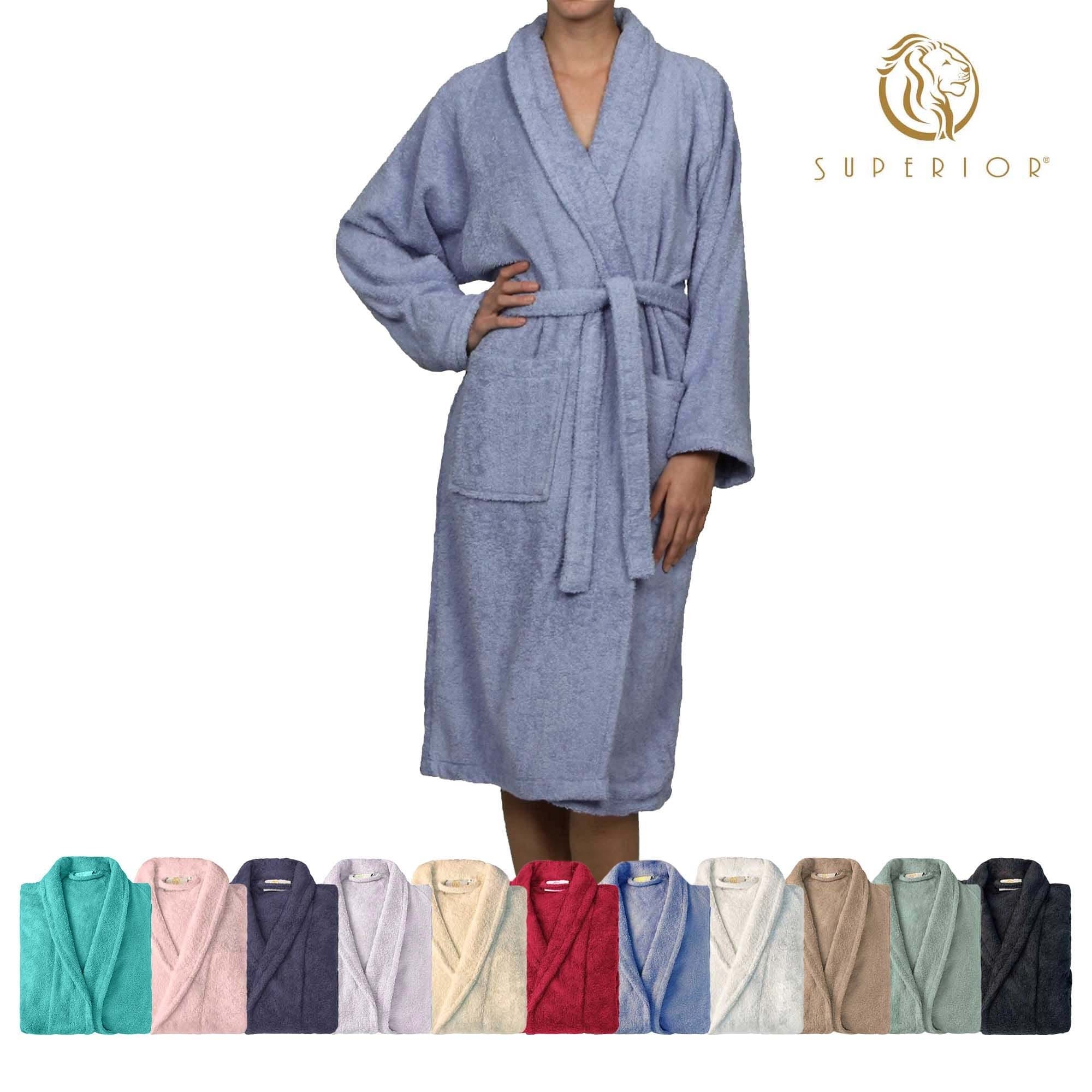 100% Cotton Soft Terry Adult Unisex Lightweight Bathrobe by Superior