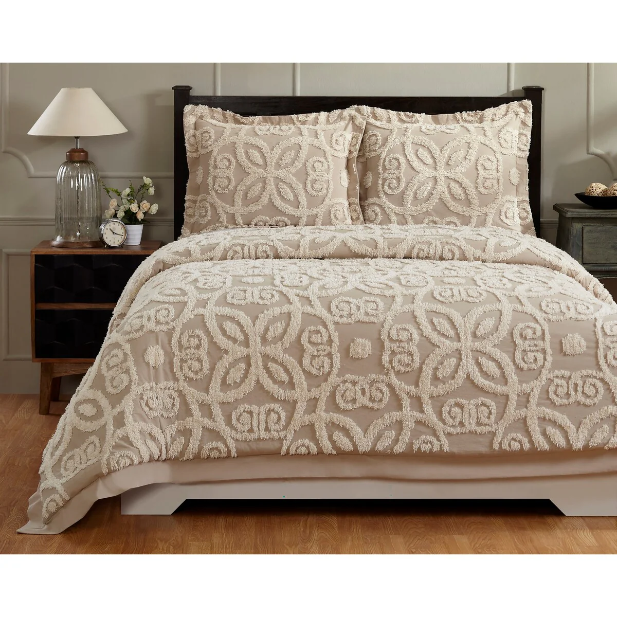 Better Trends Eden Comforter Set 100% Cotton Tufted Soft Plush Chenille Machine Washable Tumble Dry