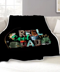 "Real Cool Dad" Fleece Blanket, Father's Day Gift for Fisherman Fishing Lover