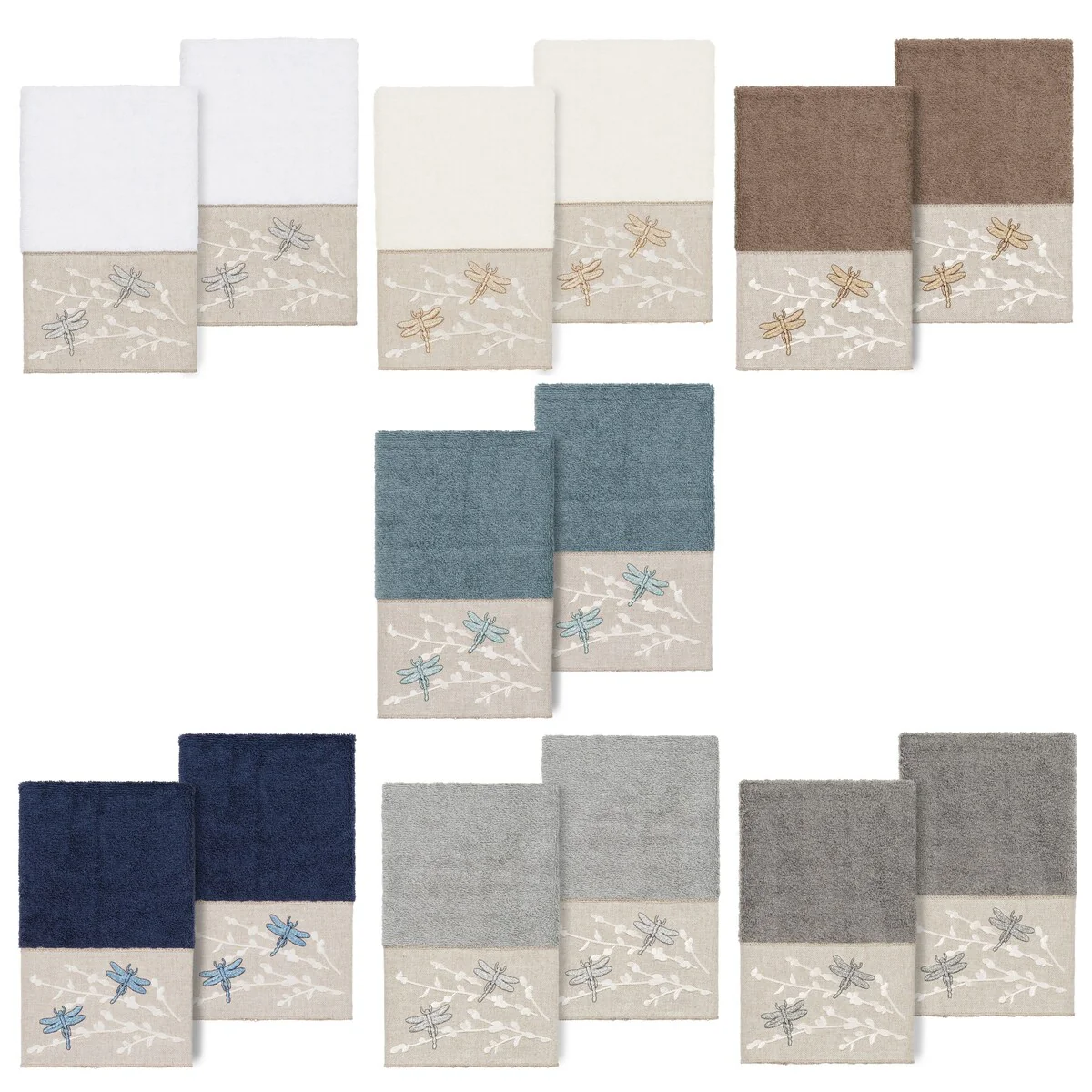 Authentic Hotel and Spa 100% Turkish Cotton Braelyn 2PC Embellished Hand Towel Set