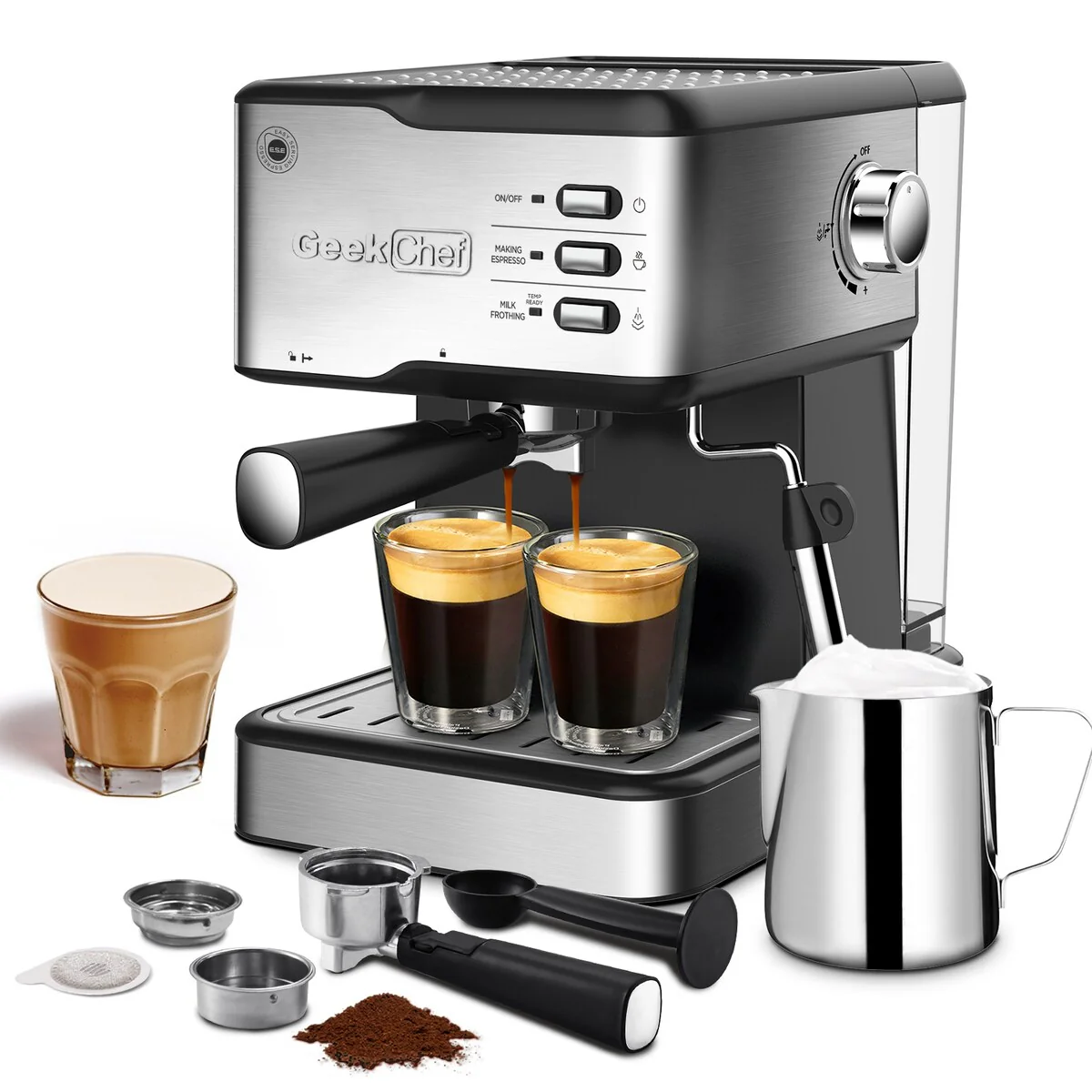 Espresso and Cappuccino latte Maker 20 Bar Pump Coffee Machine - 11.00" L * 10.63"W * 9.00"H