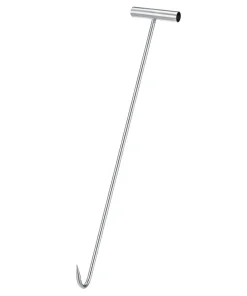 23" T-Handle Meat Boning Hook, Galvanized T Hooks for Butcher Shop - Silver Tone - 585mm