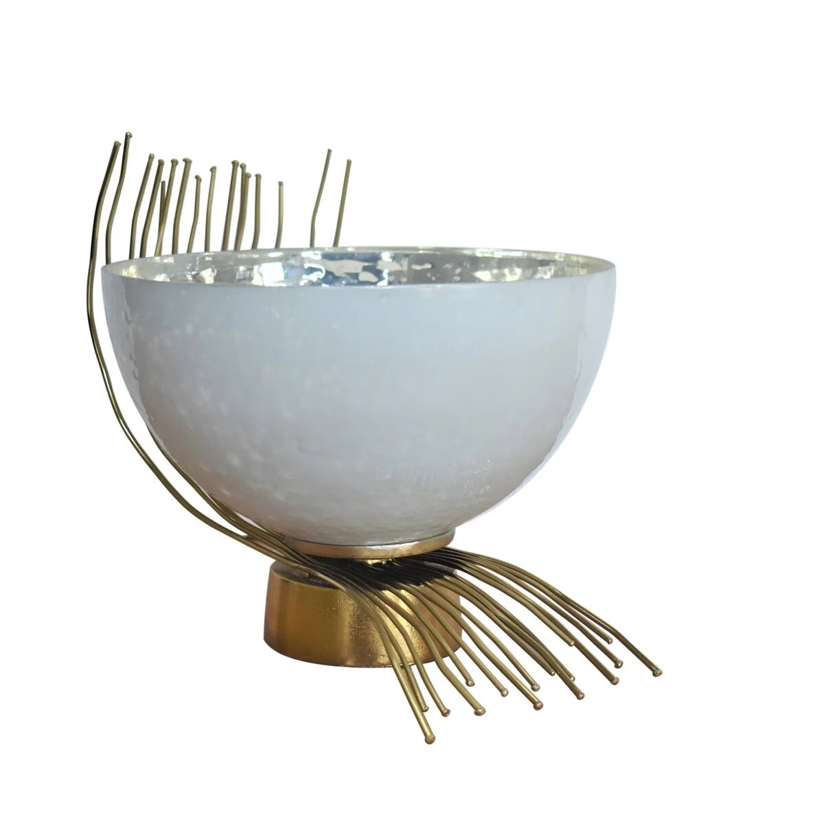 9.5"D Opaque Glass Bowl Gold Twig Base
