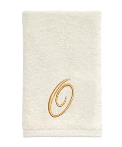 Avanti Linens Ivory/Gold Script Monogram Fingertip Towel Letter O - Fingertip Towel