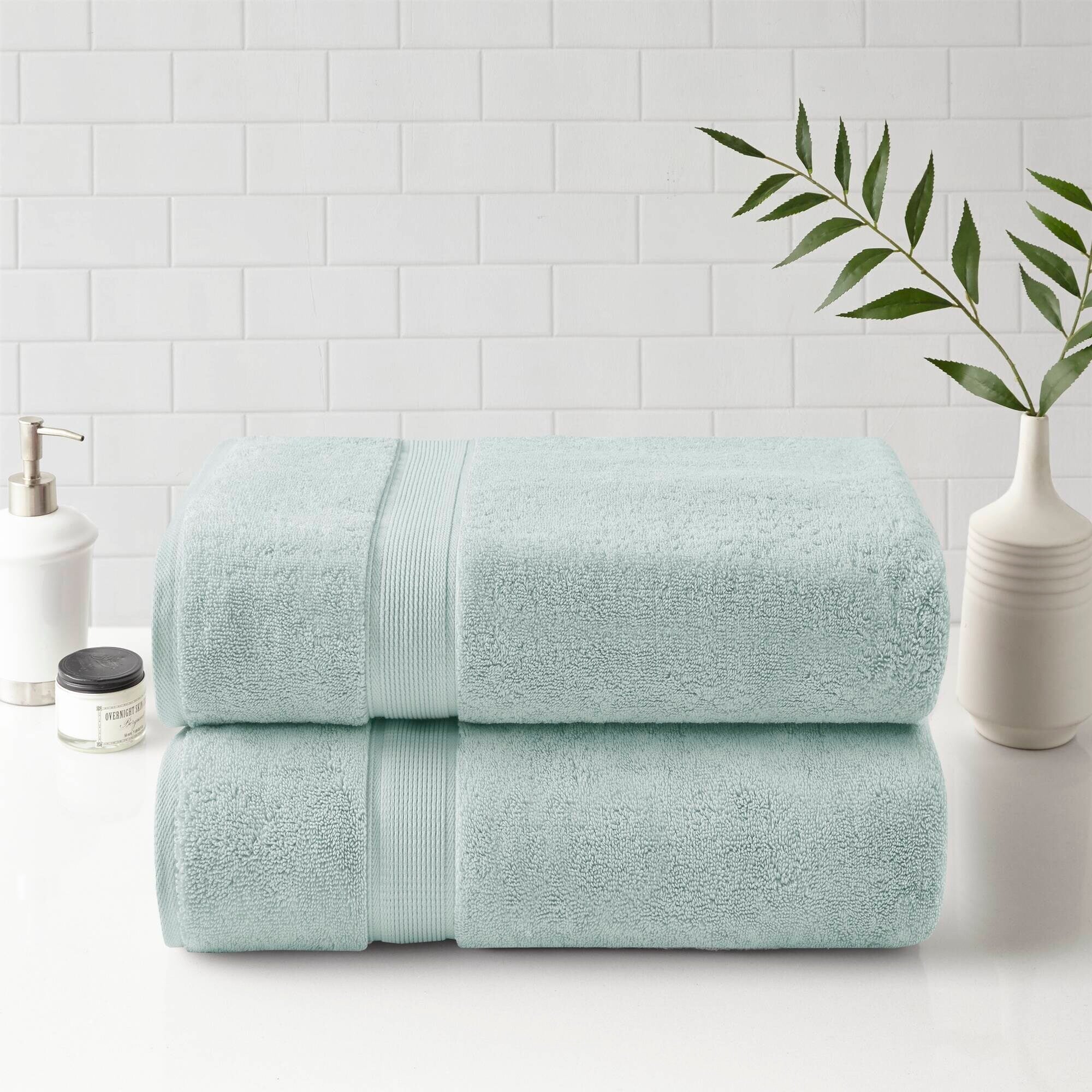 2 PCS 34x68" - 2PK Ultra-Soft One hundred percent Cotton Absorbent Towel Set Seafoam