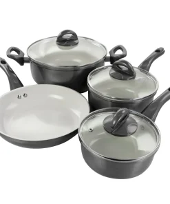 Gibson Home Hestonville 7Pc Al Nonstick Cookware Set Grey w/ Bakelite