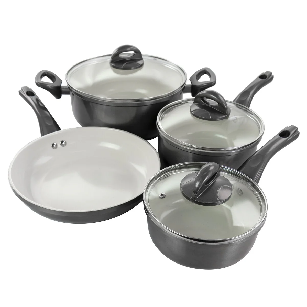 Gibson Home Hestonville 7Pc Al Nonstick Cookware Set Grey w/ Bakelite